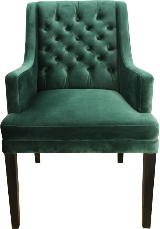 Chaise de salle à manger design Casa Padrino avec accoudoirs, vert / noir - Intérieur de l'hôtel - Bois de hêtre - Chesterfield Design Geprüft