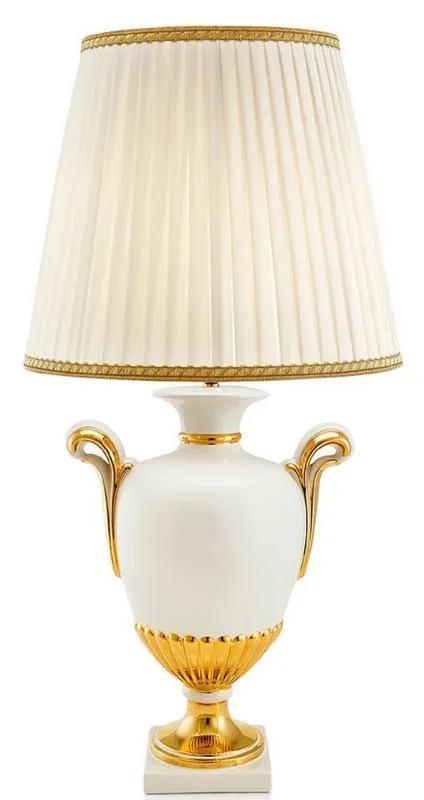 Casa Padrino lampe de table baroque blanc / or / Ivoire Ø 45 x H. 91 cm - Lampe en Céramique Baroque Schneller Versand