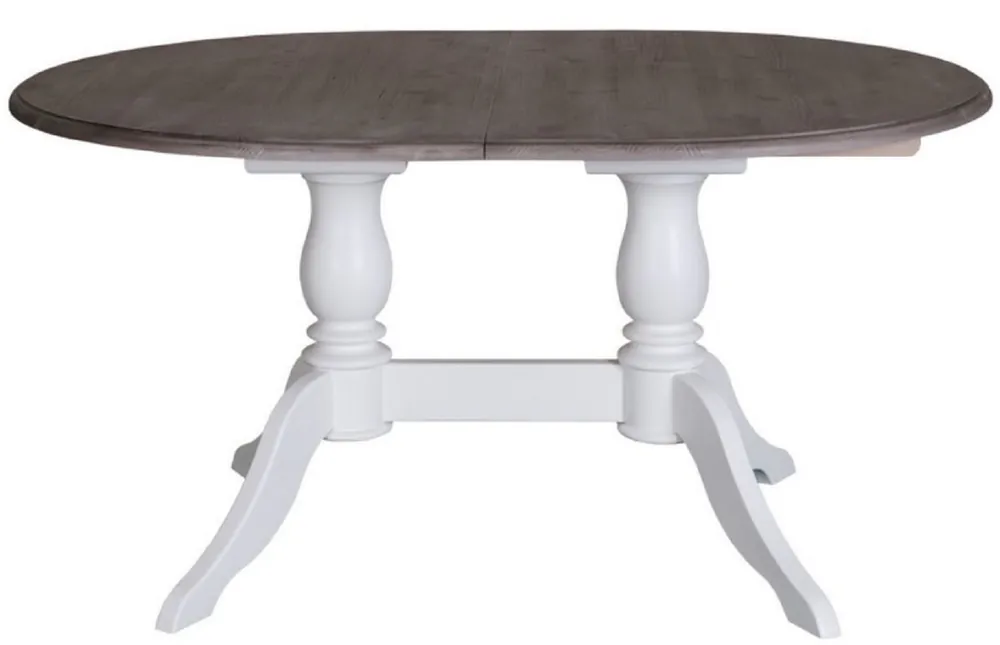 Casa Padrino table de salle à manger de style campagnard blanc / marron 160-230 x 120 x H. 78 cm - Table de Cuisine Ovale Extensible en Bois Massif de Style Campagnard Neu Im Sortiment