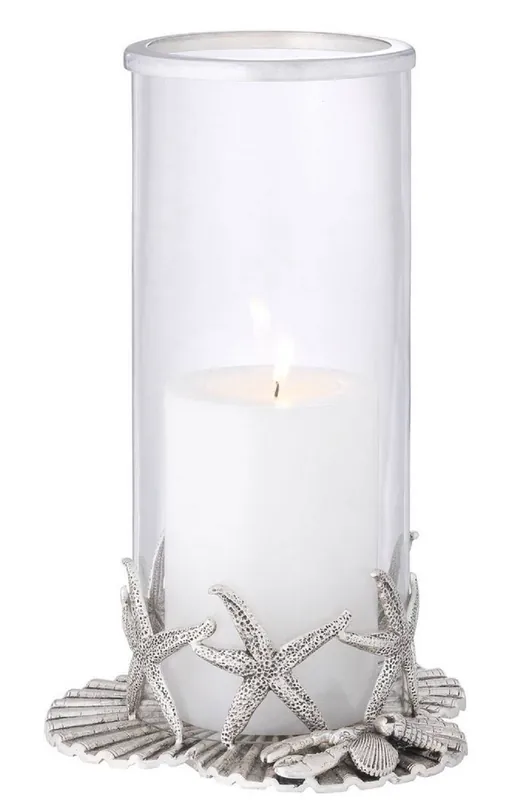 Echt Casa Padrino porte-bougie de luxe argent antique Ø 20,5 x H. 31,5 cm - Accessoires de Décoration de Luxe