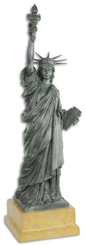 Casa Padrino figurine en bronze de luxe statue de la liberté gris / beige 20,2 x 17 x H. 61,5 cm - Sculpture en Bronze avec Socle en Marbre - Déco Figurine Letzte Chance