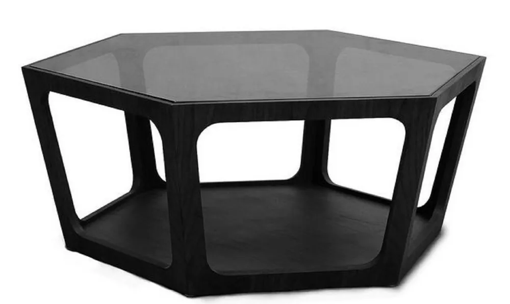 Preisknaller Casa Padrino table basse de luxe noir 90 x 78 x H. 35 cm - Table de Salon avec Plateau en Verre Teinté Noir - Meubles de Salon - Meubles de Luxe