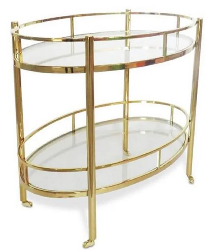Casa Padrino chariot de luxe or 70 x 47 x H. 77 cm - Chariots de Nourriture en Acier Inoxydable avec Plaques en Verre Trempé - Accessoires pour Hôtels et Gastronomie Top-Seller