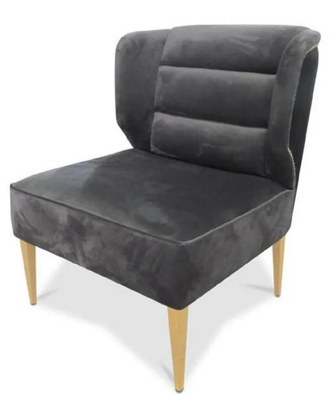 Casa Padrino fauteuil de luxe en velours gris foncé / noir / or 70 x 74 x H. 83 cm - Meubles de Salon Schneller Versand