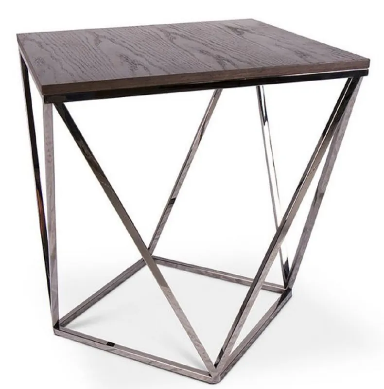 Casa Padrino table d'appoint design marron / argent 57 x 57 x H. 60 cm - Table avec Plaque en Placage de Chêne Teinté - Meubles de Salon - Qualité de Luxe Markenware