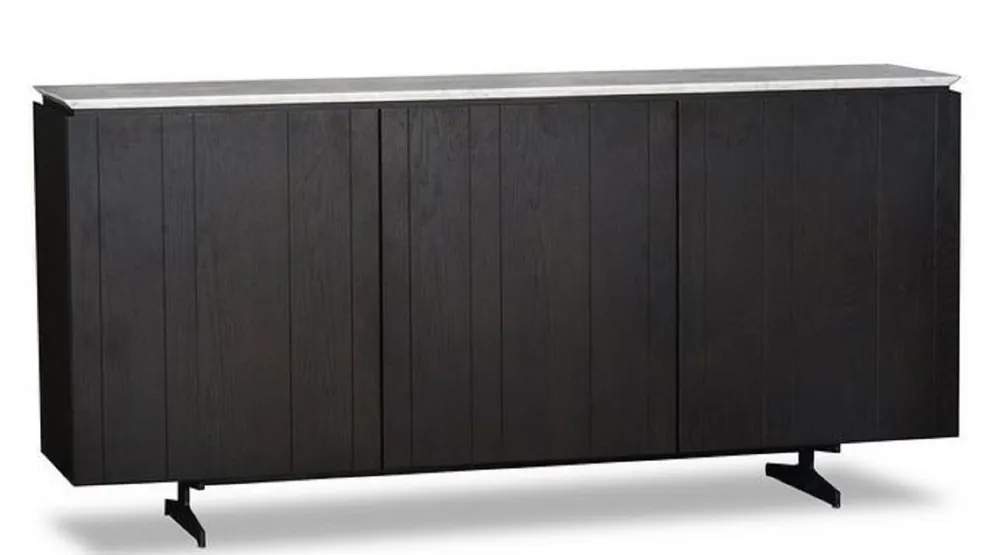 Jetzt Bestellen Casa Padrino buffet de luxe avec 3 portes et plaque en marbre noir / gris 179 x 40 x H. 80 cm - Meuble de Salon - Qualité de Luxe