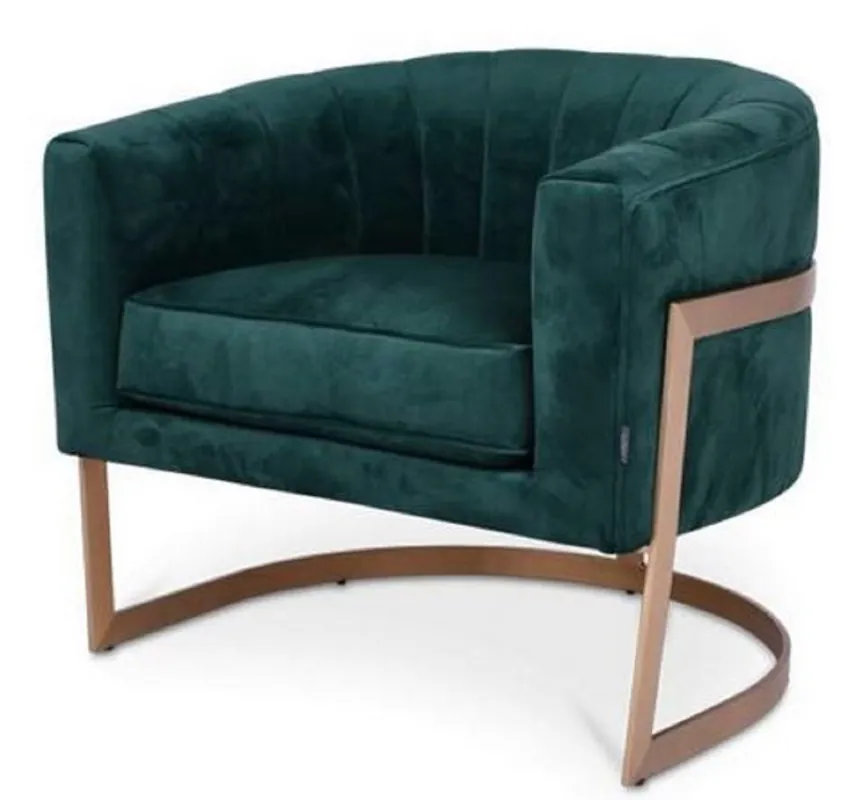 Casa Padrino fauteuil de luxe en velours vert foncé / cuivre 70 x 66 x H. 68 cm - Mobilier de Salon Design Versand Am Gleichen Tag