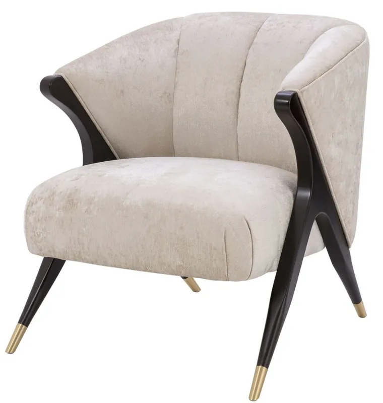 Neue Ware Casa Padrino fauteuil design crème / noir / laiton 71,5 x 79,5 x H. 77 cm - Mobilier de Luxe