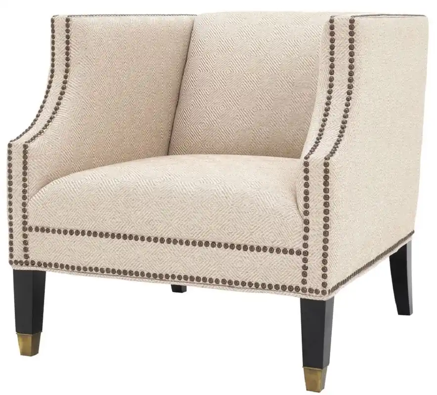 Kracherpreis Casa Padrino fauteuil de salon de luxe sable / noir / laiton 75 x 80 x H. 75 cm - Mobilier de Luxe