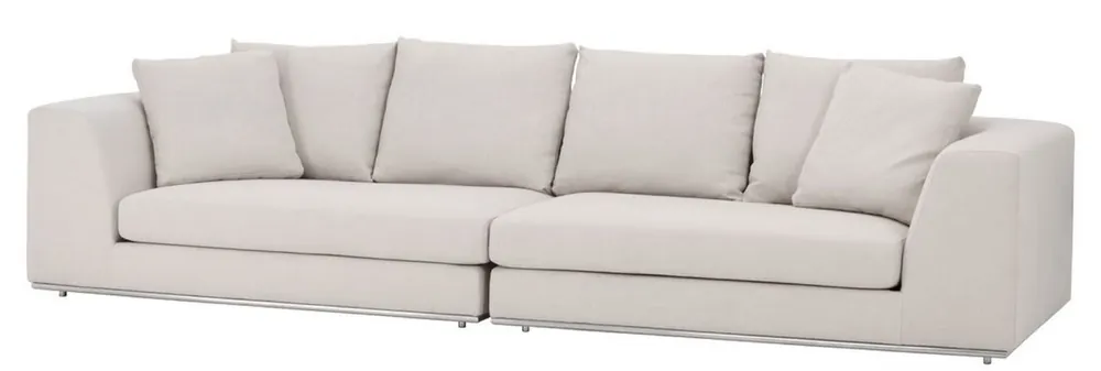 Casa Padrino canapé de luxe avec 6 coussins naturel / argent 317 x 112 x H. 84 cm - Meubles de Salon de Luxe Meistverkauft