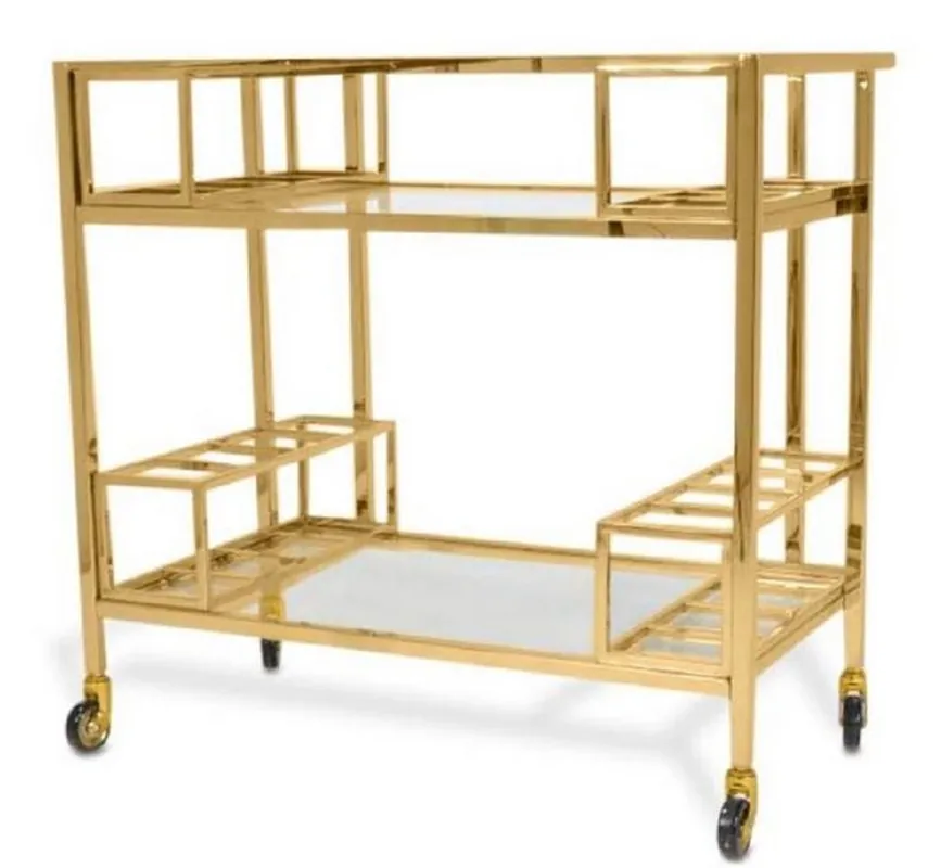 Casa Padrino chariot de luxe or 80 x 48 x H. 77 cm - Chariots de Nourriture en Acier Inoxydable avec Plaques en Verre Trempé - Accessoires pour Hôtels et Gastronomie Schnäppchen
