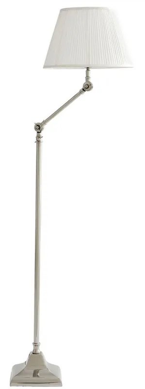 Casa Padrino lampadaire de luxe avec bras pivotant argent / blanc Ø 30 x H. 115-143 cm - Lampe de Salon Réglable en Hauteur Zertifiziert