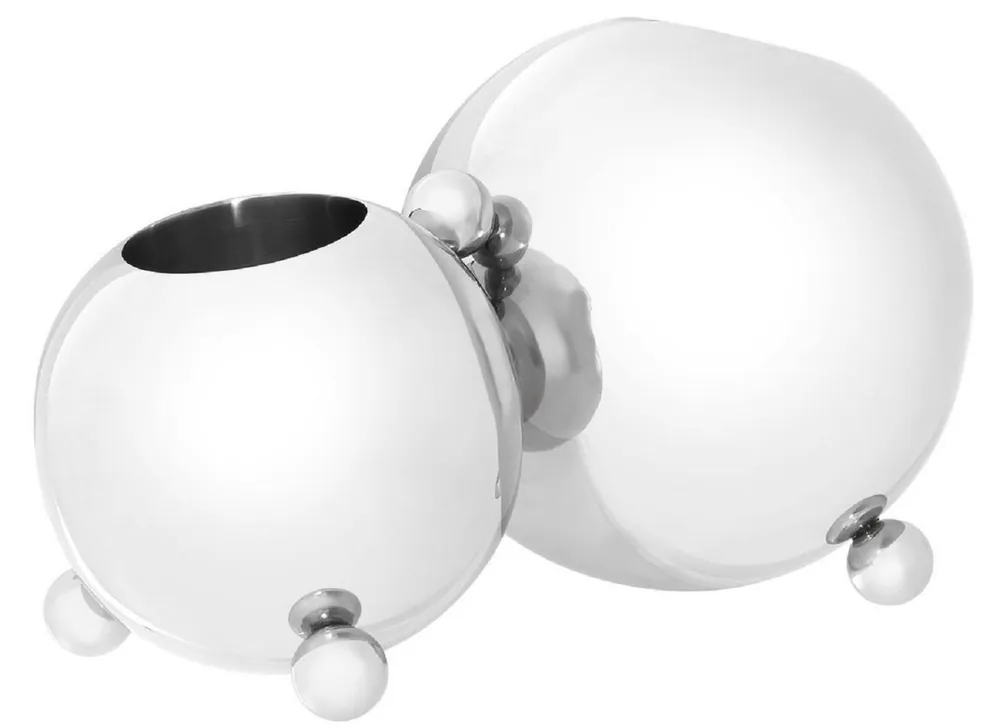 Casa Padrino porte bouteille design en acier inoxydable argent 45 x 25,5 x H. 25,5 cm - Porte Bouteille pour 2 Bouteilles - Accessoires de Luxe Top-Angebot