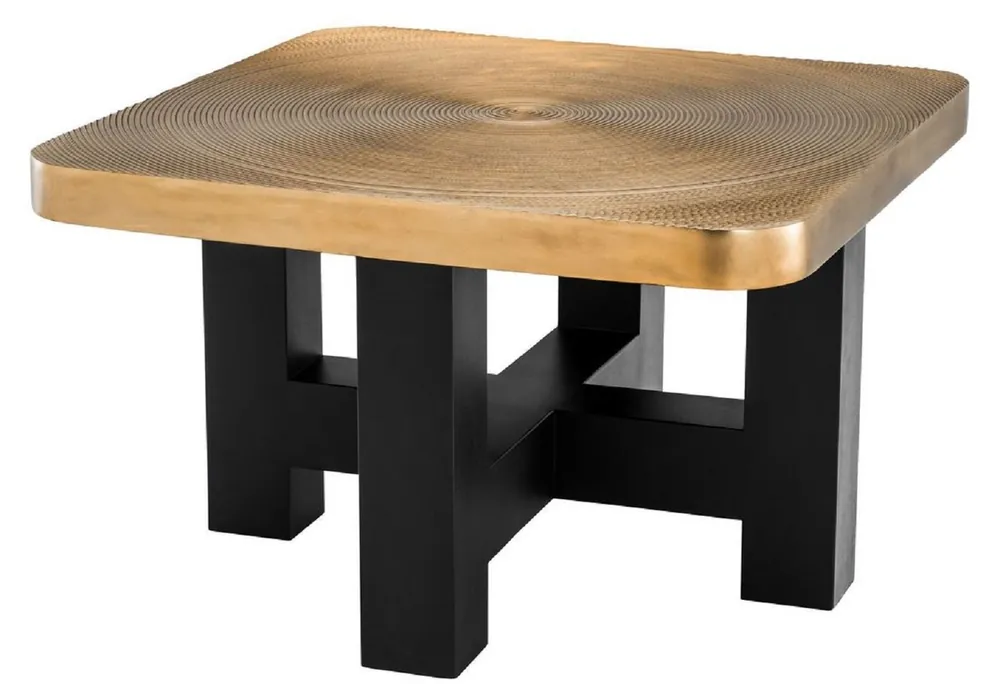 Casa Padrino table basse de luxe laiton / noir 64 x 64 x H. 40 cm - Table Basse de Luxe avec Plaque de Table en Style de Tranches d'Arbres - Mobilier de Salon de Luxe Direkt Vom Hersteller