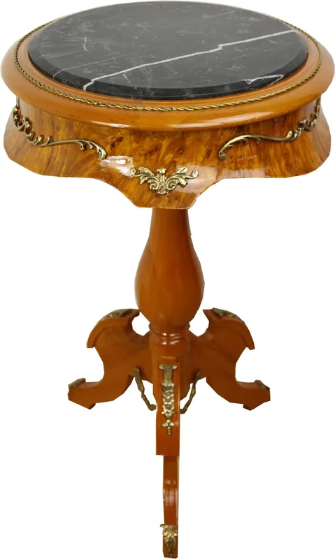 Nur Heute Table d'appoint baroque Casa Padrino en acajou brun clair avec plateau en marbre 70 x 41 cm - mobilier de table mobilier baroque
