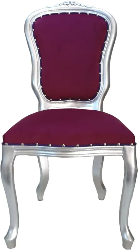 Casa Padrino Baroque Luxury Chair Louis Purple / Silver - Mobilier Baroque Solange Der Vorrat Reicht