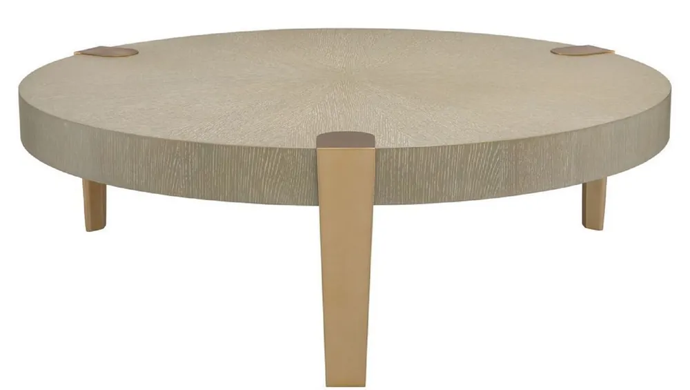 Casa Padrino table basse de luxe marron clair / laiton Ø 121 x H. 38,5 cm - Table de Salon Ronde avec Pieds en Métal - Meubles de Salon Rabatt