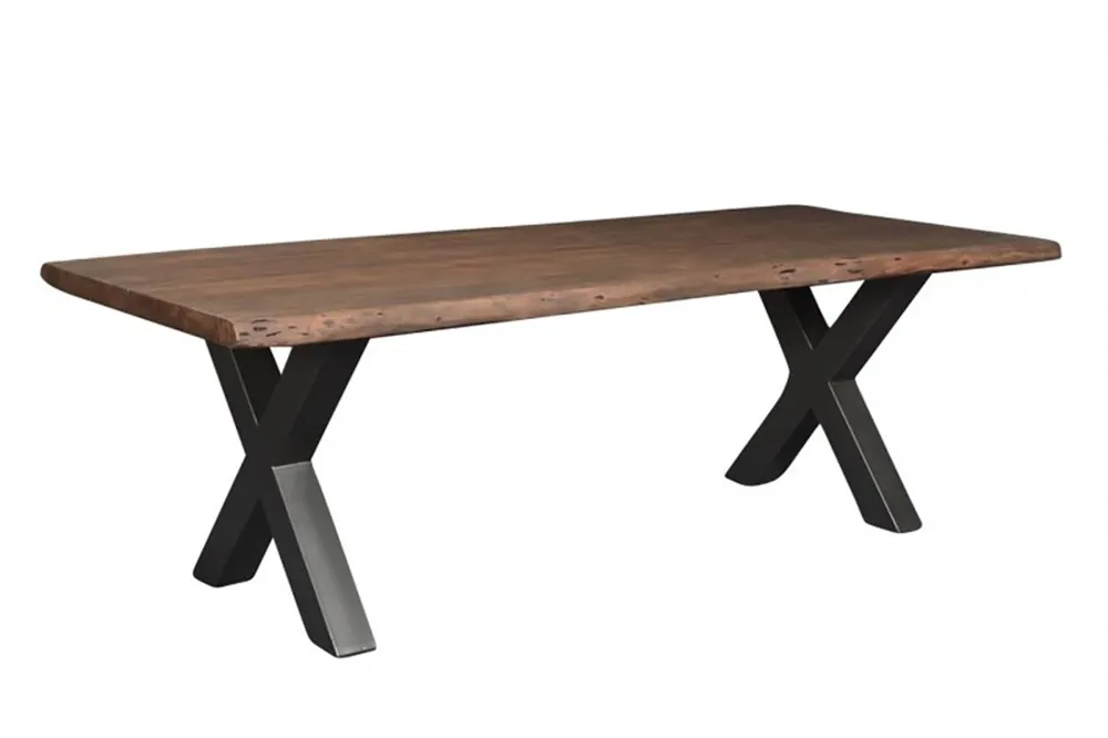 Jetzt Bestellen Table à manger en bois massif Casa Padrino, acacia, avec cadre en fer forgé 200 x 100 x H.77 cm - table design