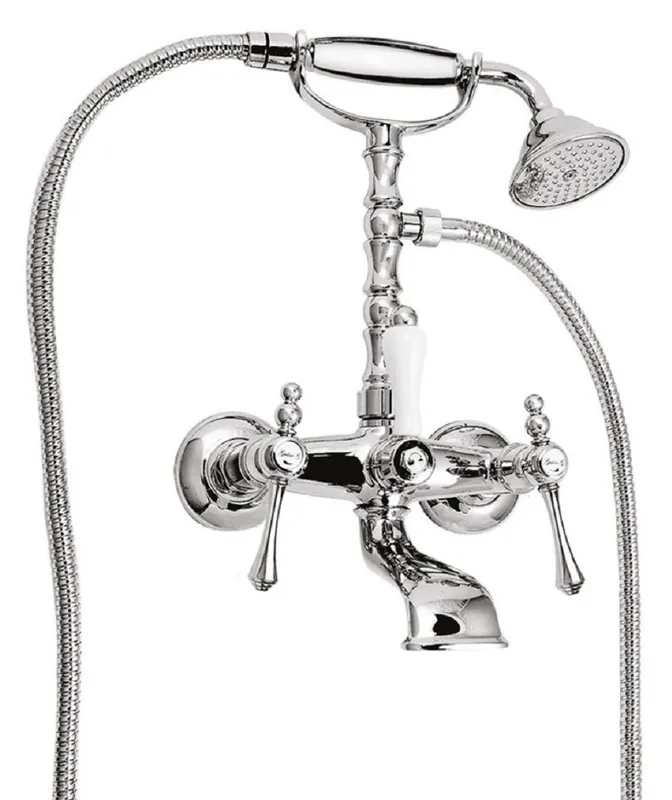 Casa Padrino Robinet de Baignoire Art Nouveau avec Douche Argent / Blanc H. 35,5 cm - Accessoire de Salle de Bain Nostalgique - Qualité de Première Classe - Fabriqué en Italie Neu