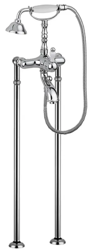 Neu Im Sortiment Casa Padrino Robinet de Baignoire Art Nouveau Argent / Blanc H. 105,5 cm - Robinet de Baignoire Nostalgique pour la Salle de Bain avec Douche et Pieds Debout