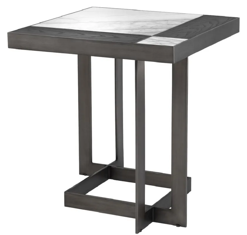 Jetzt Bestellen Casa Padrino table d'appoint de luxe blanc / violet / moka 55 x 55 x H. 58 cm - Table avec Plateau en Marbre et Structure en Acier Inoxydable - Mobilier de Luxe