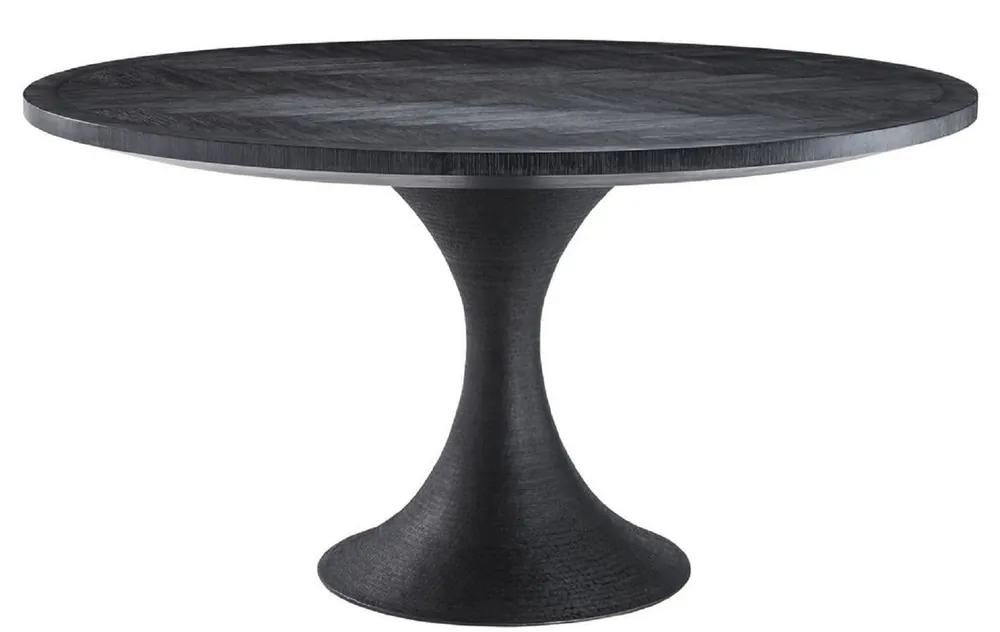 Casa Padrino table à manger de luxe noir Ø 140 x H. 76 cm - Table de Cuisine Ronde - Mobilier de Salle à Manger de Luxe Preisknaller