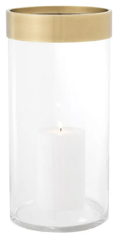 Casa Padrino porte-bougie de luxe laiton antique Ø 20,5 x H. 41,5 cm - Porte-Bougie en Verre Rond avec Bague en Aluminium - Qualité de Luxe Abverkauf