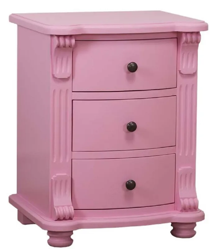 Garantierte Lieferung Casa Padrino table de chevet style campagnard avec 3 tiroirs rose 47 x 39 x H. 60 cm - Table de Nuit en Bois Massif - Armoire de Nuit - Mobilier de Chambre de Style Campagnard