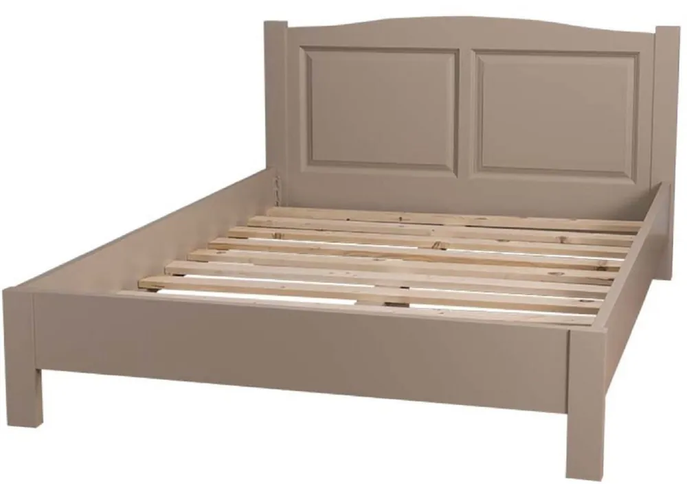 Casa Padrino lit de style campagnard taupe 160 x 200 cm - Lit Double en Bois Massif - Mobilier de Chambre de Style Campagnard Must-Have