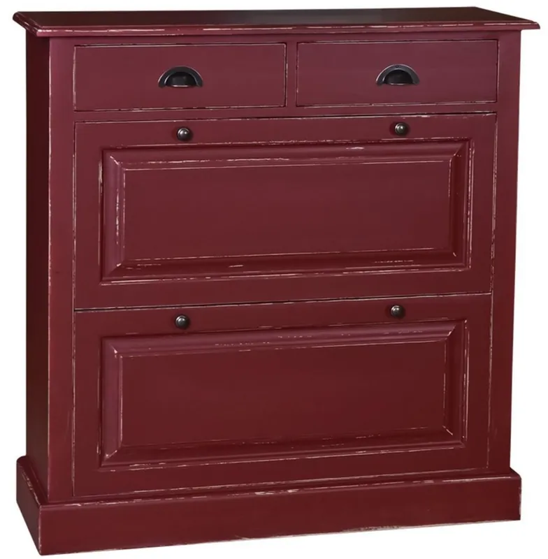 Casa Padrino armoire à chaussures de style campagnard en bois massif bordeaux rouge antique 103 x 35 x H. 105 cm - Meubles de Garde-Robe de Style Campagnard Top-Seller