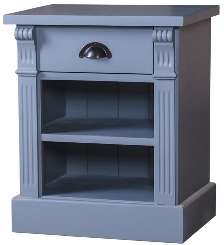 Echt Casa Padrino table de chevet style campagnard avec tiroir et étagère bleu clair 49 x 33 x H. 60 cm - Table de Nuit en Bois Massif - Armoire de Nuit - Mobilier de Chambre de Style Campagnard