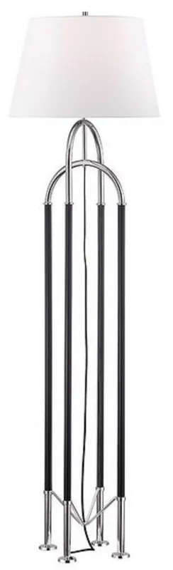 Kracherpreis Casa Padrino lampadaire de luxe argent / noir / blanc Ø 50,8 x H. 172,7 cm - Lampe en Métal Noble avec Abat-Jour en Cuir et Lin de Haute Qualité - Qualité de Luxe