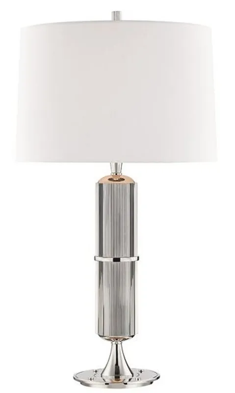 Casa Padrino lampe de table de luxe argent / blanc Ø 38 x H. 71 cm - Lampe de Table avec Abat-Jour Rond en Lin Top-Angebot
