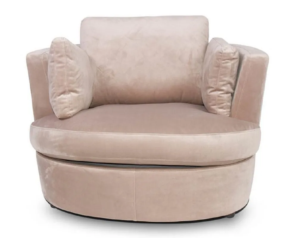 Markenware Casa Padrino Fauteuil de Luxe en Velours Champagne 101 x 94 x H. 78 cm - Fauteuil de Salon - Meubles de Salon de Luxe