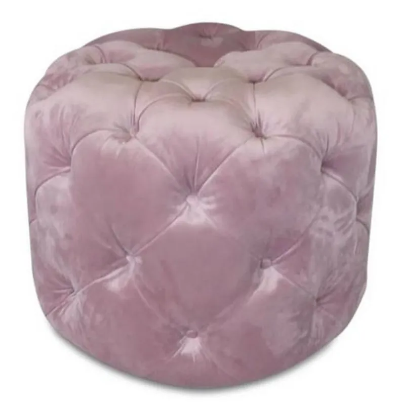 Casa Padrino Tabouret Chesterfield de Luxe en Velours Rose Ø 53 x H. 41 cm - Tabouret Rond - Meubles Chesterfield Heißes Angebot