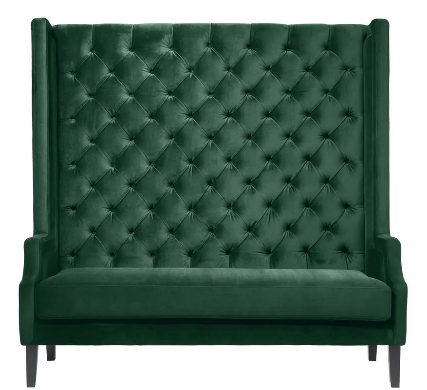 Jetzt Kaufen Casa Padrino canapé de luxe avec dossier haut vert foncé / noir 160 x 68 x H. 160 cm - Canapé Chesterfield en Velours - Mobilier Chesterfield