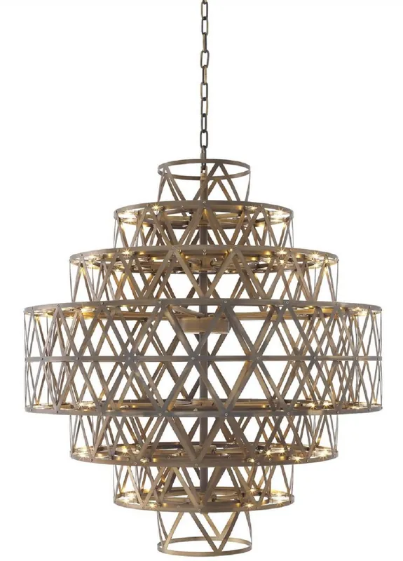 Casa Padrino lustre à LED de luxe antique laiton Ø 82 x H. 88,5 cm - Lustre Rond en Acier Inoxydable - Qualité de Luxe Top-Angebot