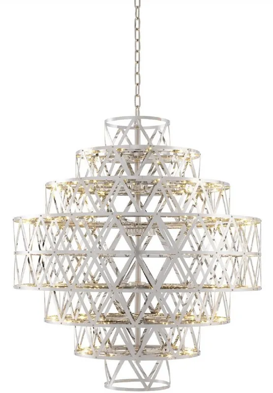 Casa Padrino lustre à LED de luxe argent Ø 82 x H. 88,5 cm - Lustre Rond en Acier Inoxydable - Qualité de Luxe Zertifiziert