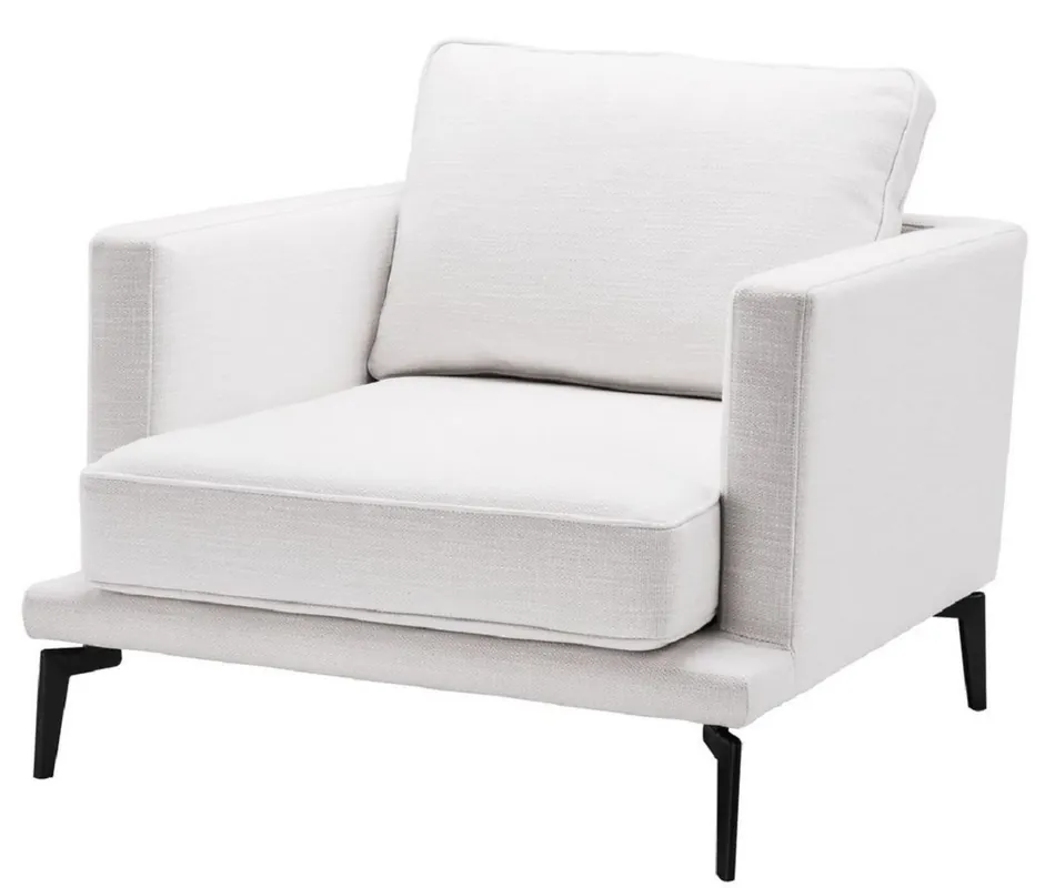 Casa Padrino Fauteuil de Luxe Blanc / Noir 91 x 99 x H. 82 cm - Fauteuil de Salon - Meubles de Salon de Luxe Neu Im Sortiment