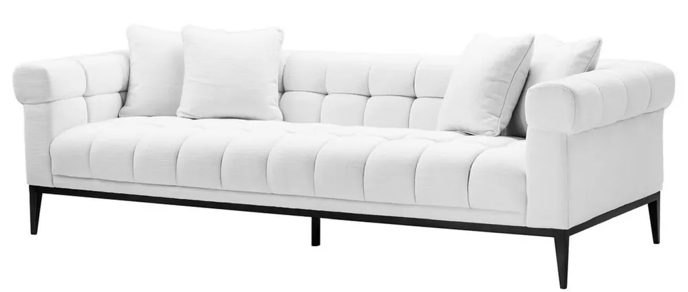 Direkt Vom Hersteller Casa Padrino Canapé de Luxe Blanc / Noir 240 x 98 x H. 69 cm - Canapé de Salon avec 4 Oreillers - Meubles de Salon - Meubles de Luxe