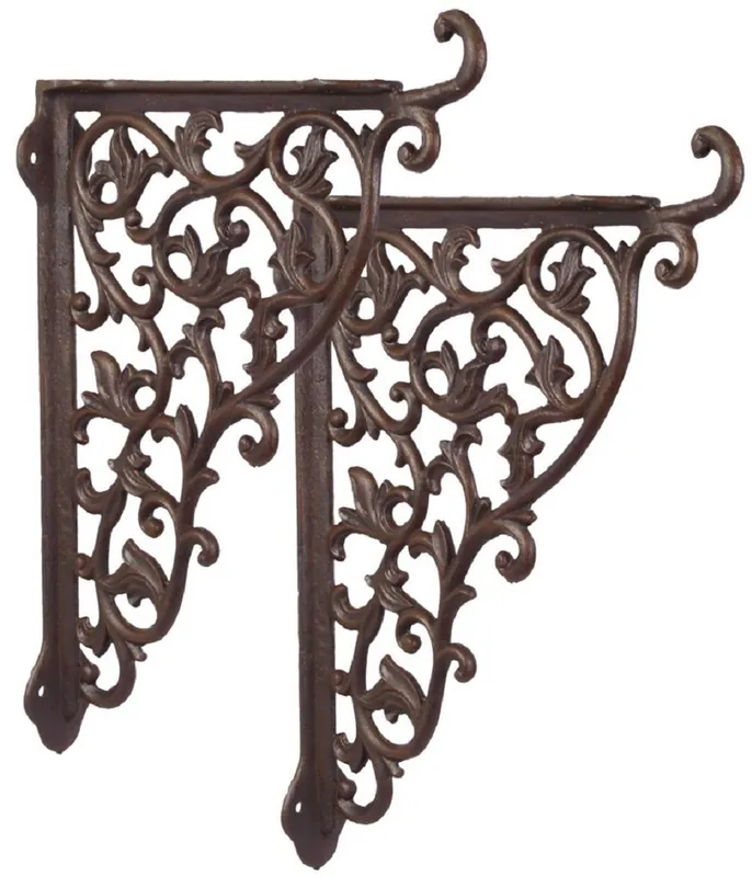 Casa Padrino Ensemble de Support Mural Art Nouveau en Fonte Marron H. 37 cm - Décoration Murale Baroque & Art Nouveau Finale Aktion