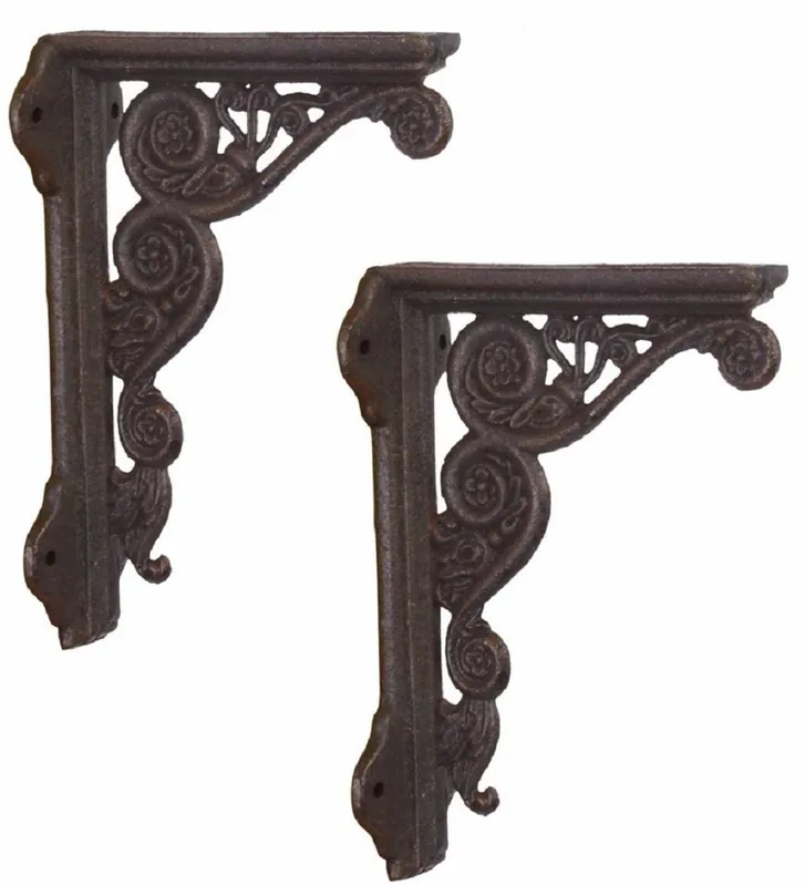 Begrenztes Angebot Casa Padrino Ensemble de Support Mural Art Nouveau en Fonte Marron Foncé Antique 13,7 x H. 19,6 cm - Décoration Murale - Accessoires Déco