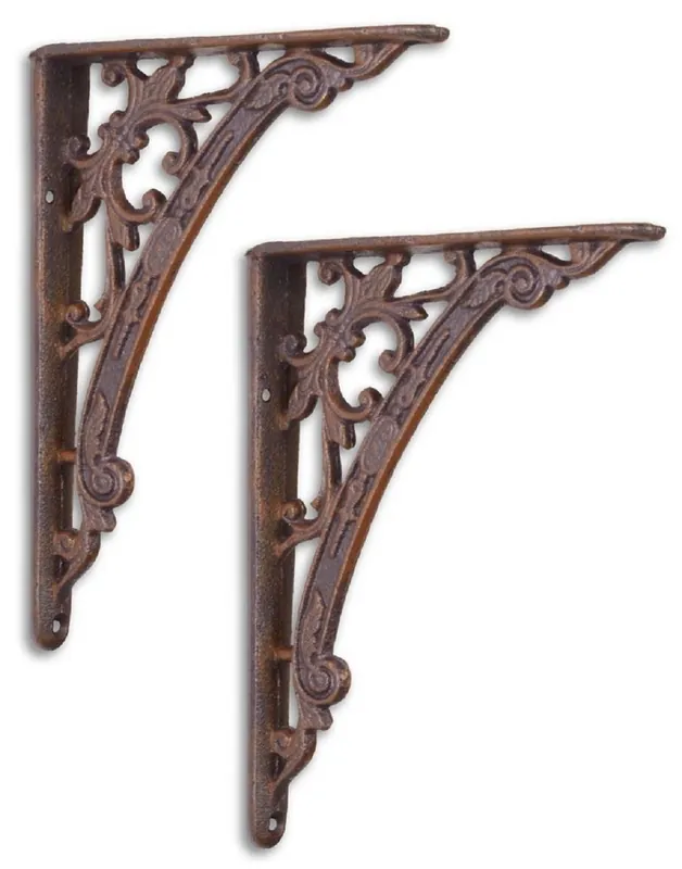 Letzte Chance Casa Padrino Ensemble de Support Mural Art Nouveau en Fonte Marron Antique 14 x H. 18,6 cm - Décoration Murale - Accessoires Déco