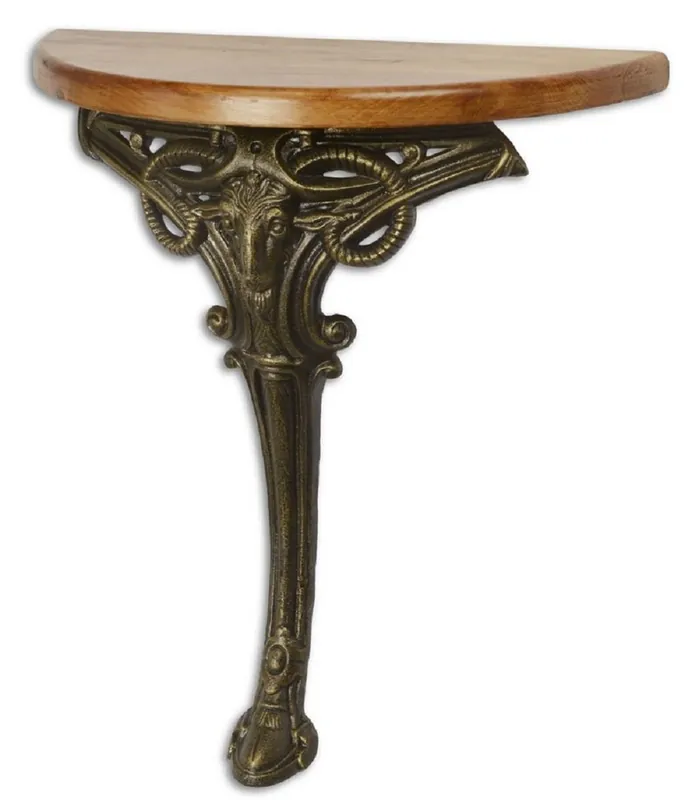 Online Kaufen Casa Padrino table d'appoint baroque marron clair / bronze 63 x 31 x H. 65,5 cm - Table en Semi-Circulaire avec Plateau en Bois et Pied en Fonte - Table Murale Baroque