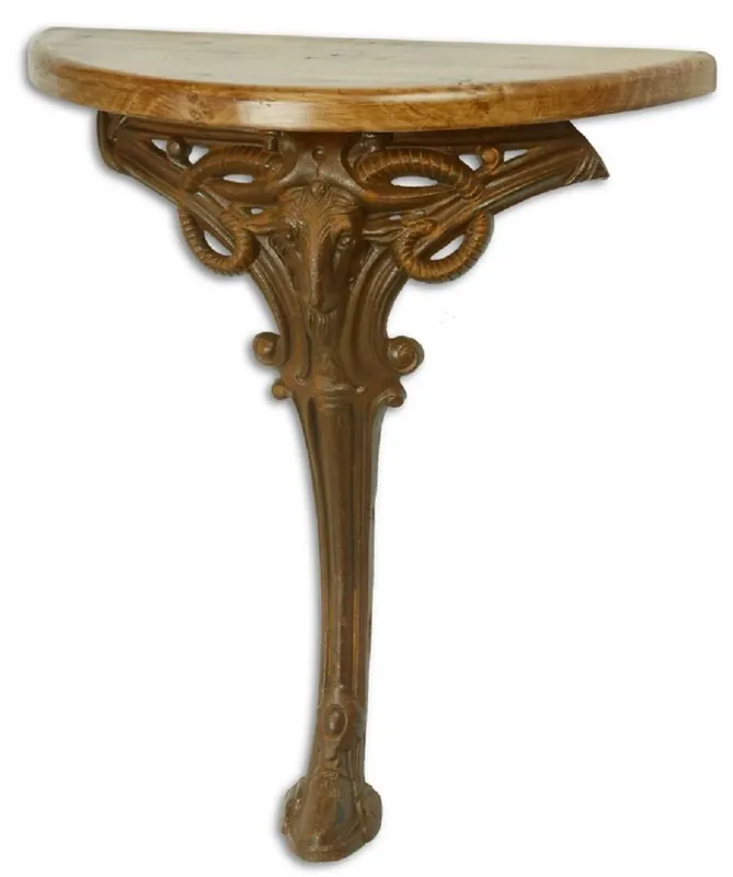 Beliebt Casa Padrino table d'appoint baroque marron clair / rouille 63 x 31 x H. 65,5 cm - Table en Semi-Circulaire avec Plateau en Bois et Pied en Fonte - Table Murale Baroque