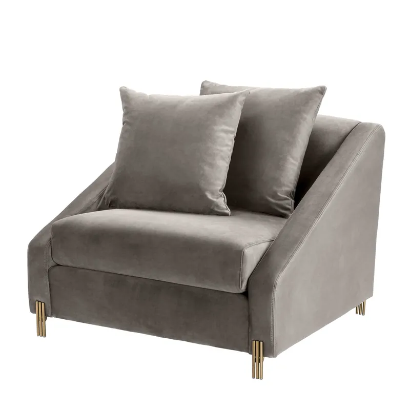 Casa Padrino fauteuil velours gris / laiton 88 x 94 x H. 73 cm - Fauteuil de Salon avec 2 Coussins - Mobilier de Luxe Abverkauf
