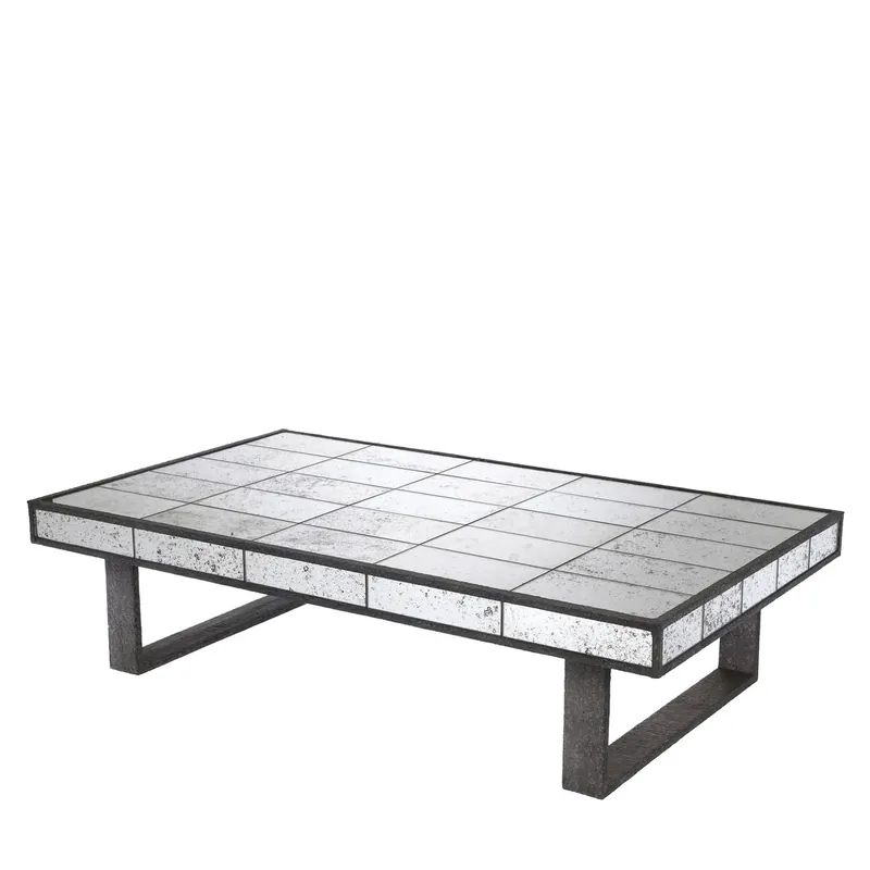 Billig Casa Padrino Table Basse de Luxe en Verre Miroir 126 x 73.5 x H. 32 cm - Meubles de Salon de Luxe - Look Antique