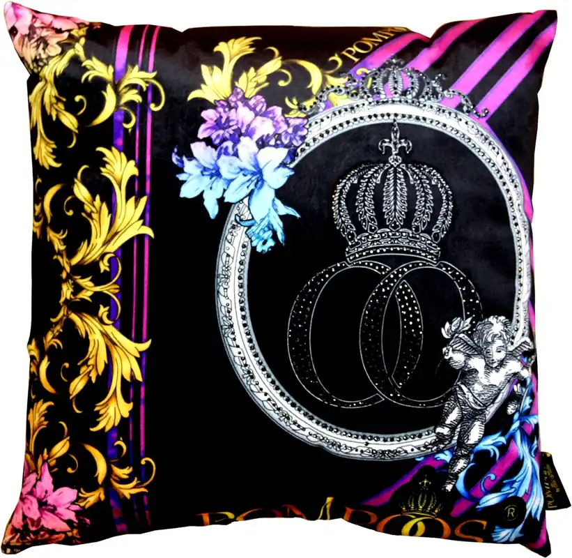 Knallerangebot Coussin de créateur Harald Glööckler Pompöös de Casa Padrino avec strass Violet / Noir - Art Collection -