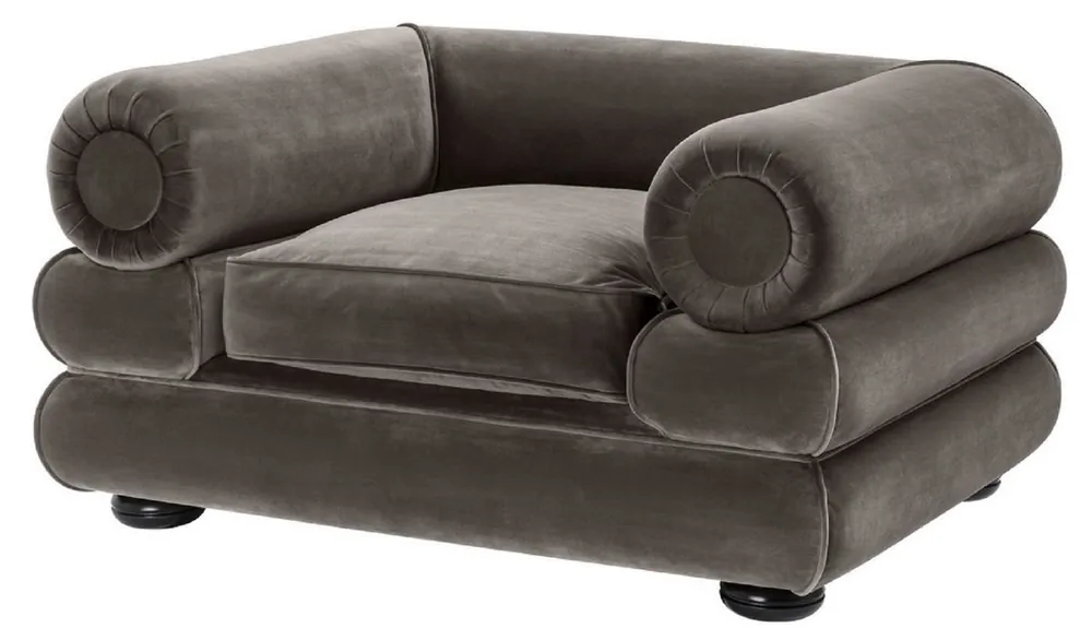 Casa Padrino fauteuil de luxe en velours gris / noir 120 x 96 x H. 65 cm - Fauteuil de Salon - Qualité de Luxe Sonderaktion