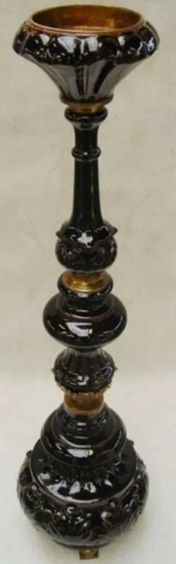 Casa Padrino Porte-Bougie Art Nouveau Noir / Laiton H. 93 cm - Porte-Bougie en Porcelaine - Accessoires de Décoration Baroque & Art Nouveau Bestseller